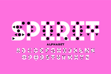 Fototapeta premium Spirit. Tribal style font, alphabet letters and numbers vector illustration
