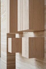 Abstracción Geométrica en Madera y Piedra Caliza