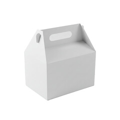 Isolated white cardboard takeout box perfect for branding mockup and presentation