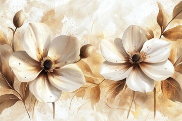 Two delicate cream flowers in a soft beige background.