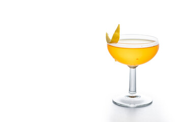 Paper plane cocktail isolated on white background. Copy space