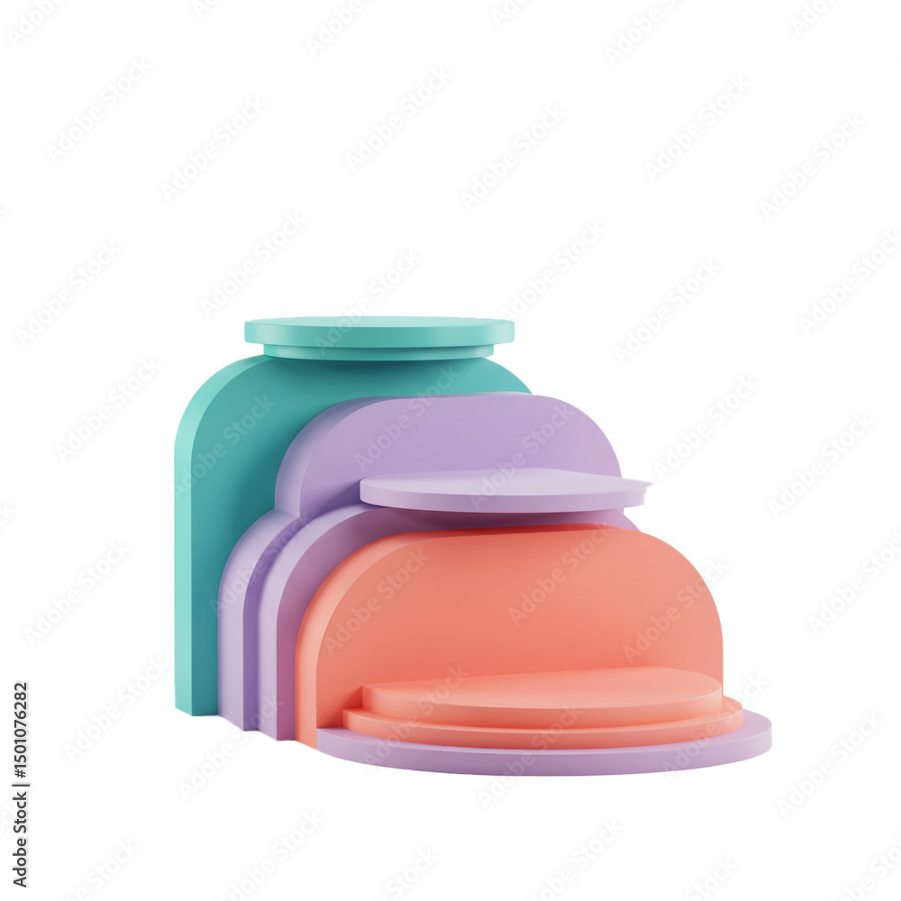 Aufkleber pastel-colored abstract 3d render of stacked platforms ideal for product showcase or design presenta