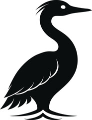 cormorant silhouette icon on transparent background