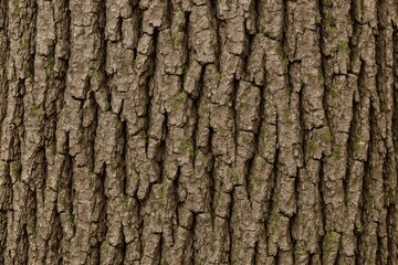 Obraz premium Wooden Worn-Out Oak Bark Texture – Subtle Moss Formations for Organic Aged Depth
