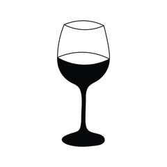 Isolated transparent red wine glass with liquid reflection on a white background