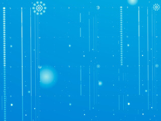 Abstract background, blue snowy vertical lines and delicate Christmas flowers