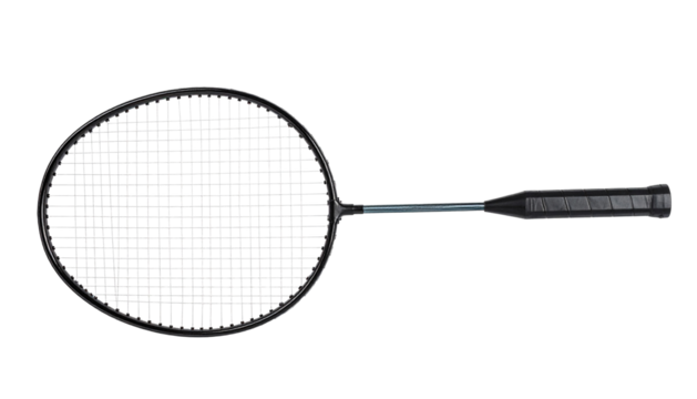 Badminton racket in hand isolated on transparent or white background
