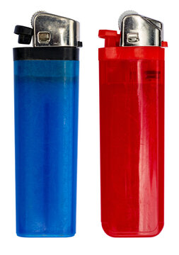 red and blue cigarette lighter