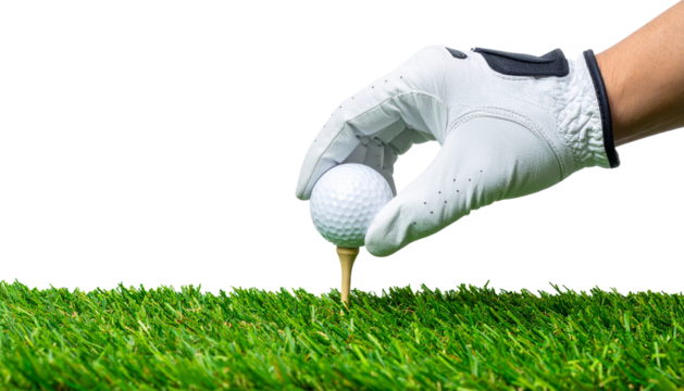 Golf Ball & Tee and hand isolated on transparent or white background - Powered by Adobe