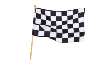 One racing checkered flag isolated on transparent or white background
