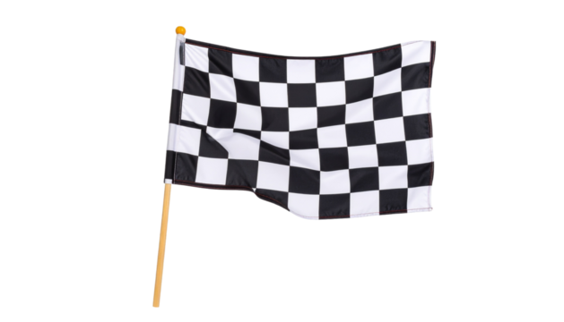 One racing checkered flag isolated on transparent or white background