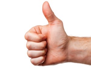 Hand showing thumbs up gesture against transparency background conveys positivity and approval. This symbolizes encouragement and support, making it ideal for various contexts