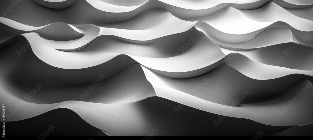 Canvas Prints abstract background of delicate wavy shapes in black and white forming a fluid design