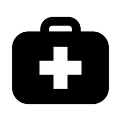 First aid kit icon. Medical kit bag sign. Medical emergency supplies.
