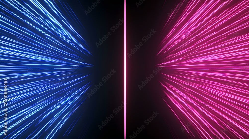 Aufkleber the image contains a vibrant abstract design featuring streaks of bright blue and pink light emanati