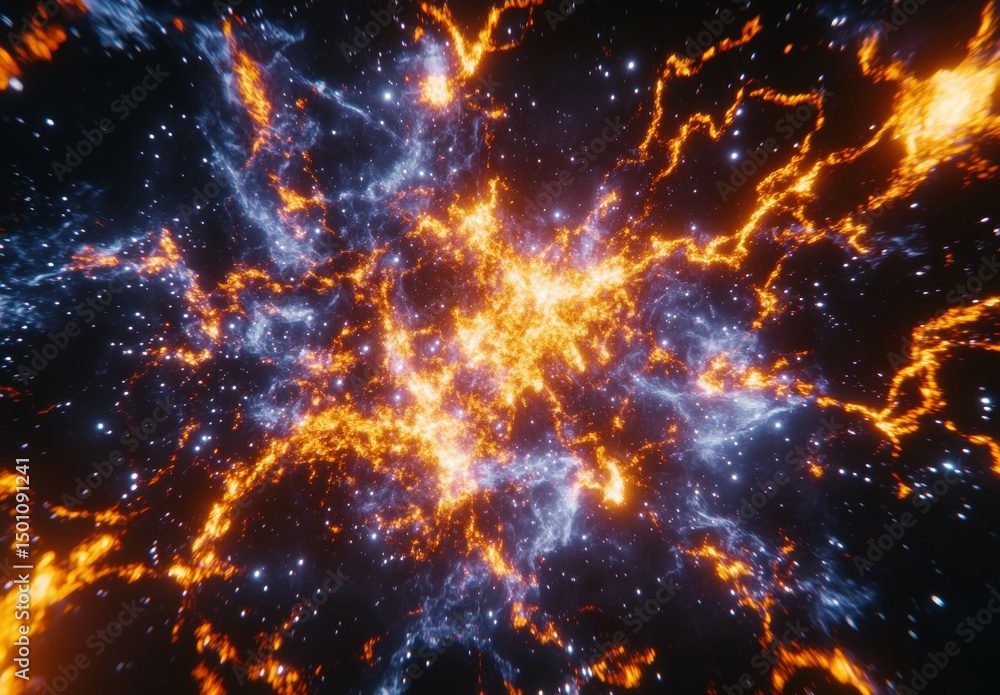 Poster colorful clouds and deep starry galaxy sky, set against a background of outer space universe element