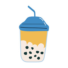 Tropical bubble tea drink sticker design for summer vacation.