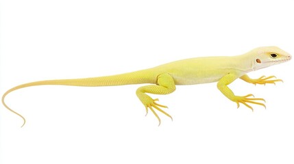 Fototapeta premium Isolated golden lizard displaying its unique coloration against white background