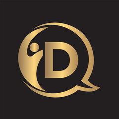 Fototapeta premium Human Life Logo combine with letter D vector template