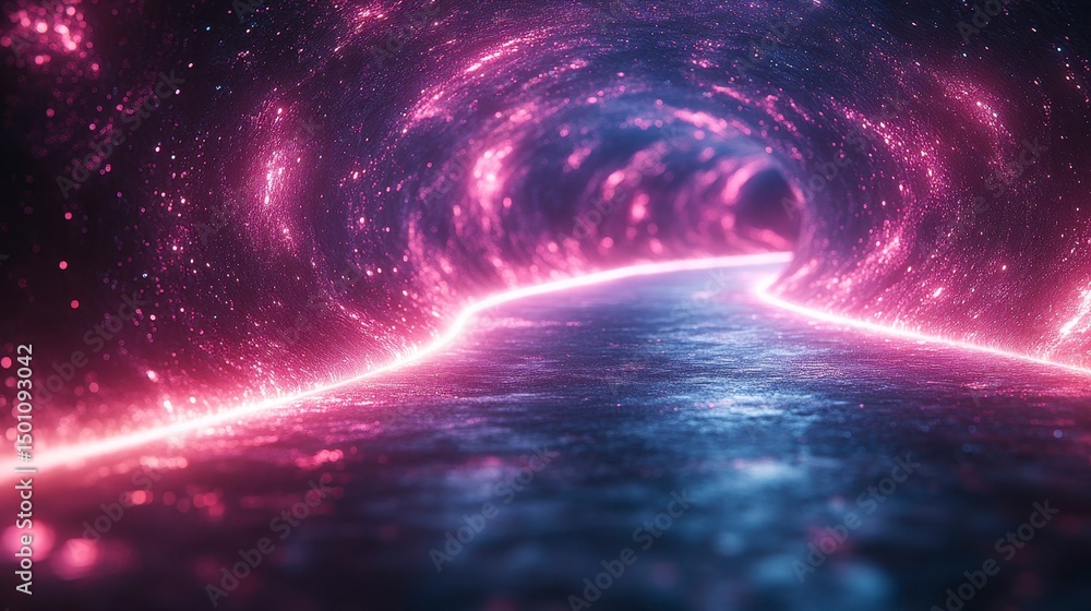 Aufkleber cosmic tunnel. stardust and light illuminate the path. reflections create depth in this stunning sce