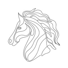 Elegant horse head in single line art. Hand drawn sketch illustration.