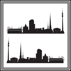 City Skyline Silhouette Vector Set &ndash; Modern Urban Architecture Clipart Icons