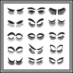 Eyelash and Eyebrow Silhouette Collection – Vector Lash Styles for Makeup Art, Beauty Logo, Cosmetic Design

