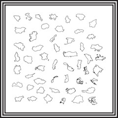 Minimalist Line Art of European Country Maps – Outline Silhouettes of Europe’s Nations
