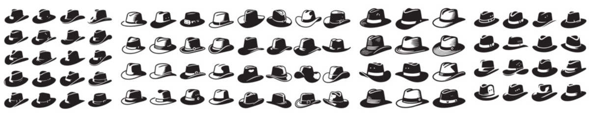 set of silhouette hat icons