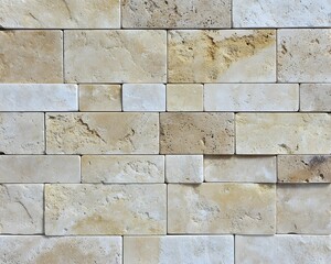 Fototapeta premium Beige and White Stone Brick Wall Texture Background