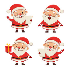 Cartoon Santa Claus Character Set | Christmas Clipart in Various Poses