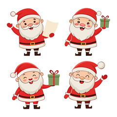 Cartoon Santa Claus Character Set | Christmas Clipart in Various Poses