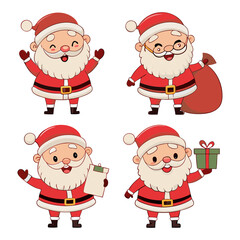 Cartoon Santa Claus Character Set | Christmas Clipart in Various Poses