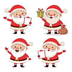 Cartoon Santa Claus Character Set | Christmas Clipart in Various Poses