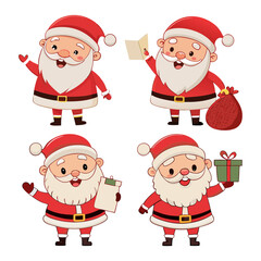 Cartoon Santa Claus Character Set | Christmas Clipart in Various Poses