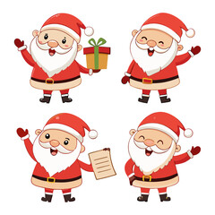Cartoon Santa Claus Character Set | Christmas Clipart in Various Poses