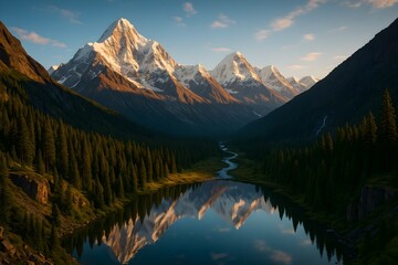 Majestic Mountain Landscape with Fog and Dramatic Clouds