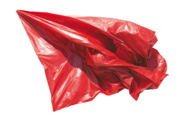 Waving red cloth sheet isolated on transparent PNG background