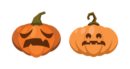 Vector Flat halloween pumpkins collection