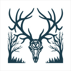 Celtic Stag Shaman Skull Vector Illustration