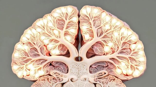 AI-Inspired Brain with Light Trails and Energy Flow