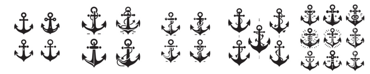Naklejka premium set of silhouette anchor icons