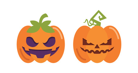 Vector Flat halloween pumpkins collection