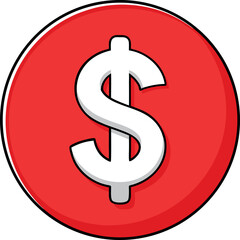 Red Dollar Sign Symbol - Financial Currency Icon, Banking Emblem, Money Graphic, Economic Representation, Wealth Indicator, Commerce Logo, Investment Sign, Monetary Trade Image, Revenue & Profit Marke