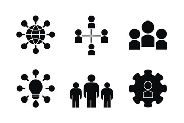 set of business collaboration icon vector silhouette illustration isolated on white background
