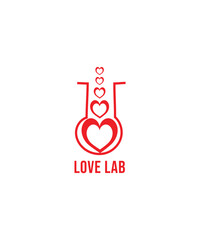 Love lab logo, Heart shape lab logo, Vector illustration