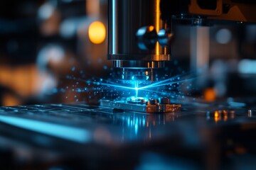 A microscope is focused on a small object, and the image is in blue