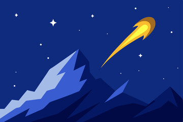 a glowing comet streaking across a frosty night 