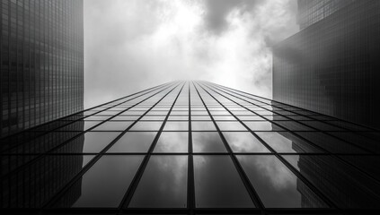 Fototapeta premium A city skyline with a cloudy sky in the background
