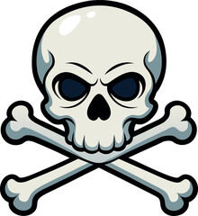 Skull and Crossbones Icon, Pirate Flag Symbol, Hazard Warning Sign, Poison Skull Illustration, Toxic Danger Emblem, Jolly Roger Clipart, Skeleton Head, Halloween Horror Art, Creepy Death Symbol